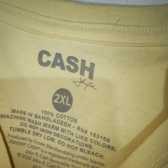 Johnny cash yellow men's shirt Size 2XL-faded - Picture 4 of 5